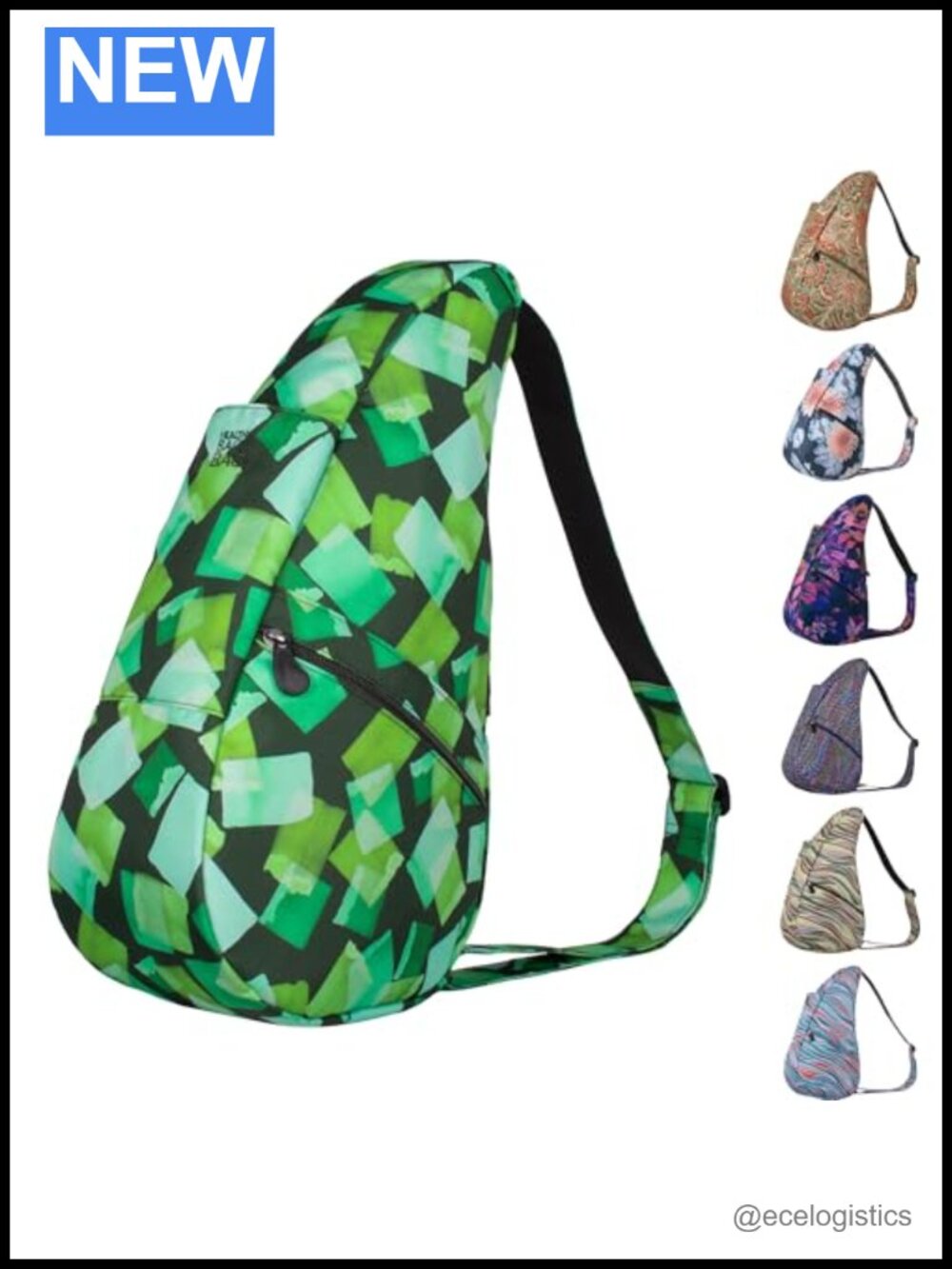 AmeriBag Healthy Back Bag 17" Crossbody Sling Ergonomic Teardrop Print